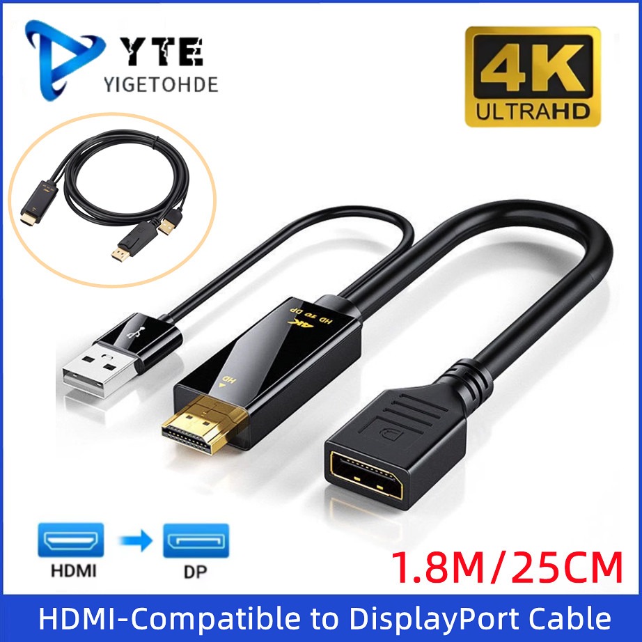 Usb Hub - HDMI-Compatible to DisplayPort Cable Unidirectional 4K@60Hz