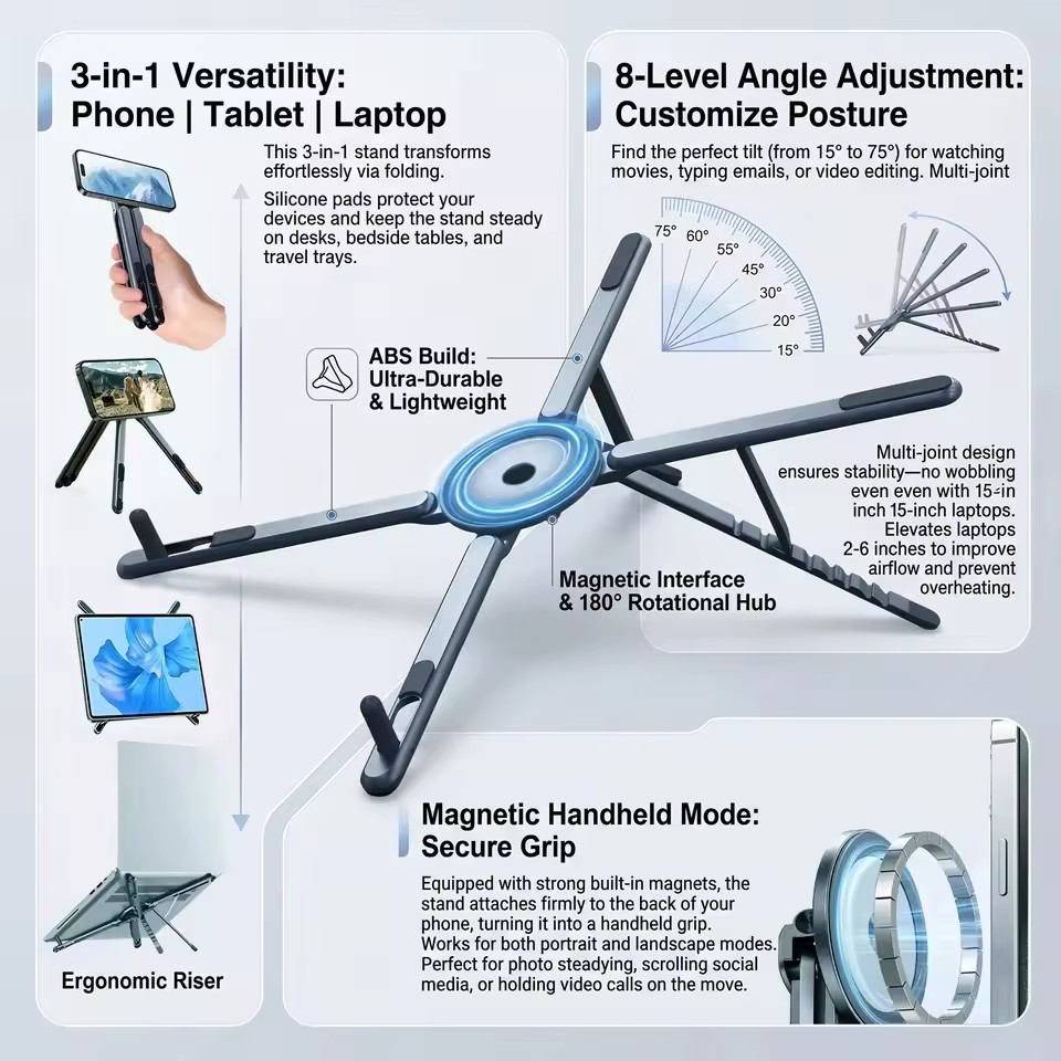 3 in 1 Foldable Magnetic Phone - đánh giá và giá Laptop Stand