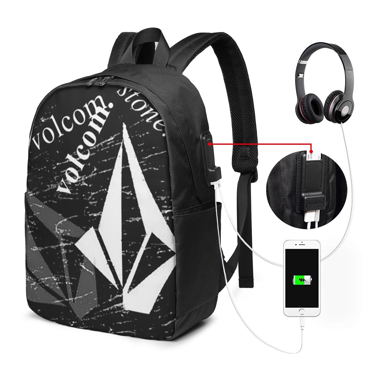 V-Volcom Logo Backpack Travel  - đánh giá và giá Laptop Bag