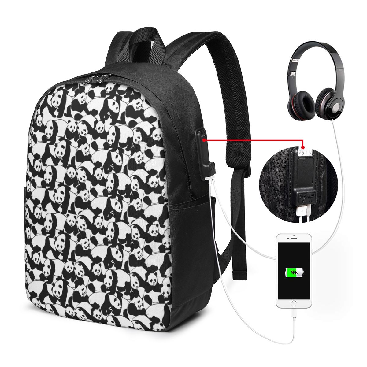 Panda Pattern Backpack Travel  - đánh giá và giá Laptop Bag